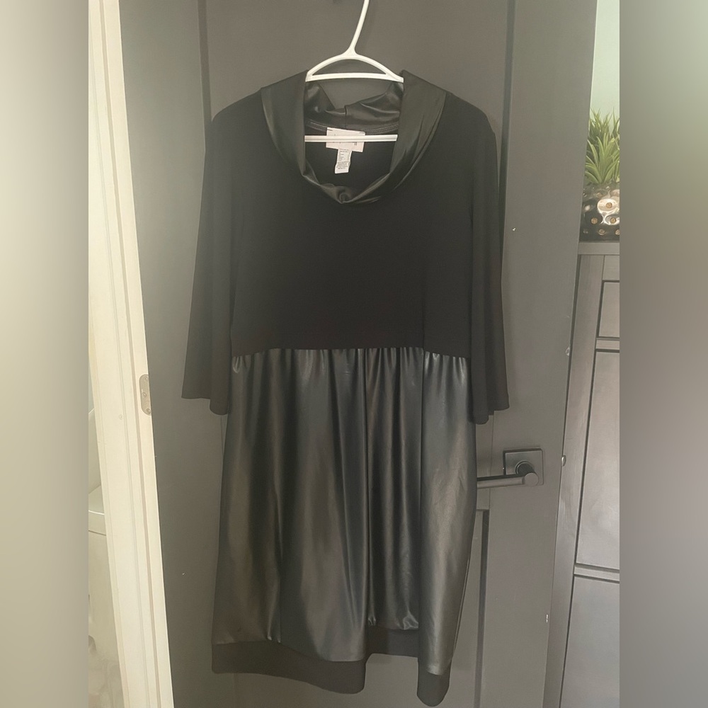 Joseph Ribkoff Black Leather Look Dress
